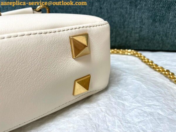 Replica Valentino Stud Sign Shoulder Bag In White Nappa Leather 9