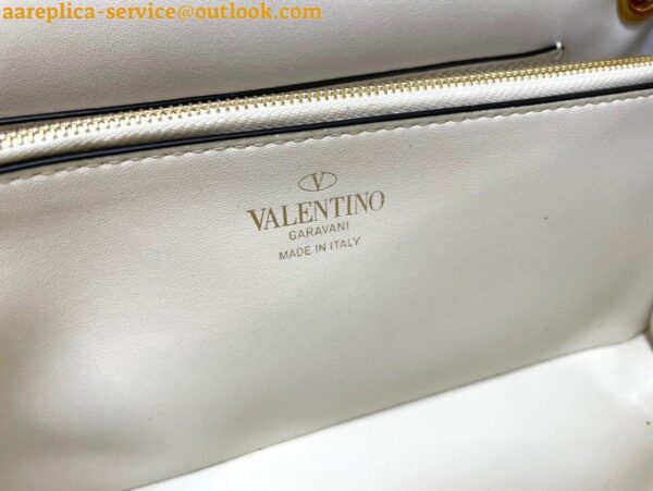 Replica Valentino Stud Sign Shoulder Bag In White Nappa Leather 10