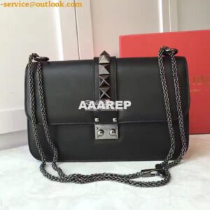 Replica Valentino Garavani Chain Cross Body Bag Black with Black Studs 2