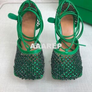 Replica Bottega Veneta BV Sparkle Stretch Green Rhinestone Mesh 667206