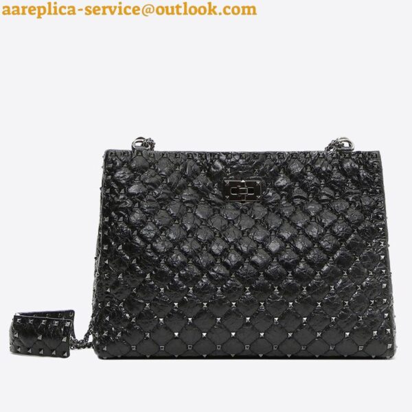 Replica Valentino All Black Rockstud Spike Tote Bag 7