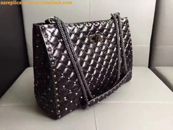 Replica Valentino All Black Rockstud Spike Tote Bag 8