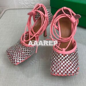 Replica Bottega Veneta BV Sparkle Stretch Rhinestone Mesh 667206 Coral 2