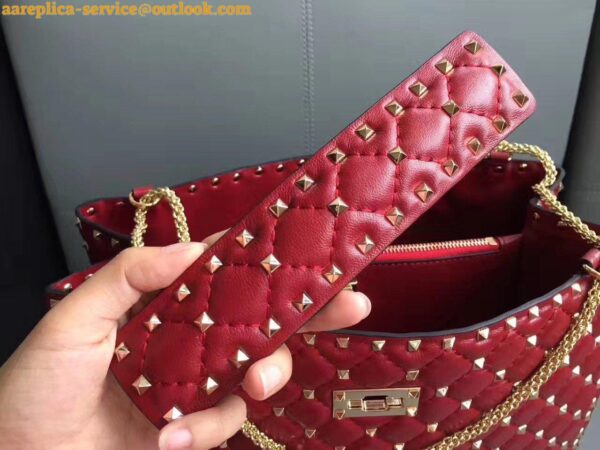 Replica Valentino Red Rockstud Spike Tote Bag 7