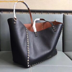 Replica Valentino Rockstud Medium Reversible Tote Bag Noir