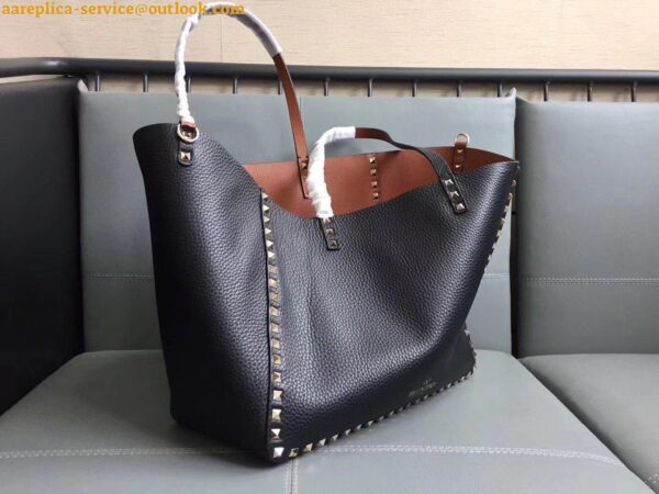 Replica Valentino Rockstud Medium Reversible Tote Bag Noir 4