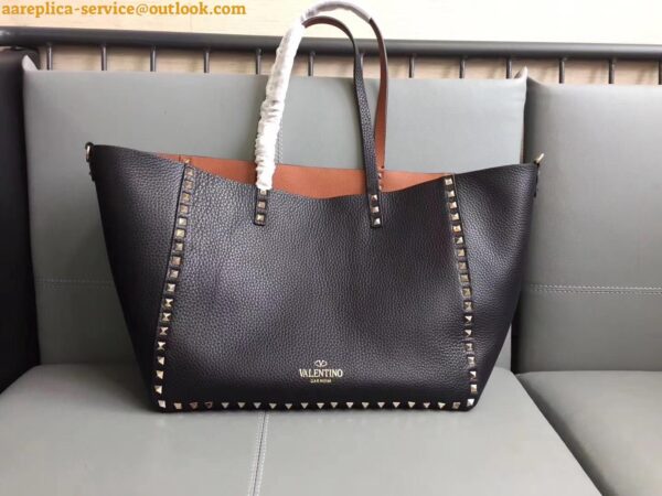 Replica Valentino Rockstud Medium Reversible Tote Bag Noir 11