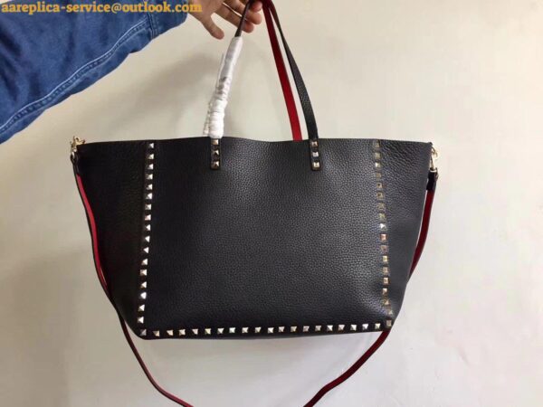 Replica Valentino Rockstud Medium Reversible Tote Black 3