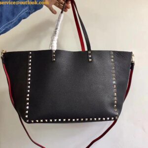 Replica Valentino Rockstud Medium Reversible Tote Black 2