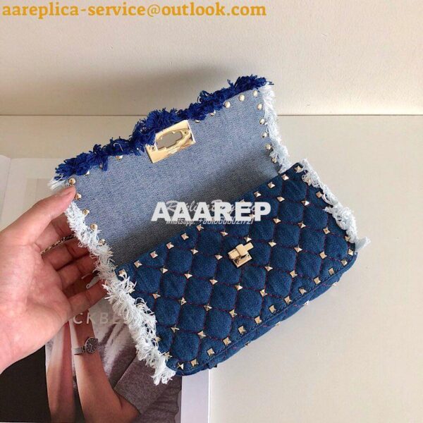 Replica Valentino Garavani Denim Rockstud Spike Bag 8