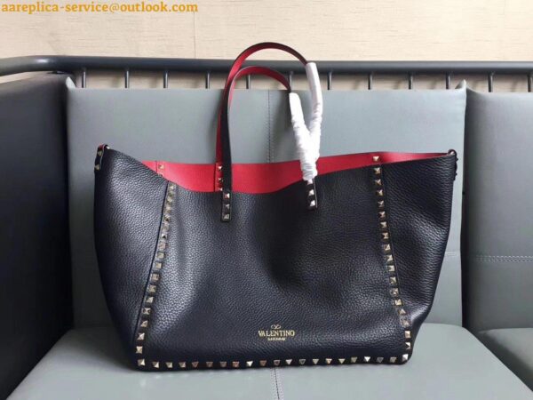 Replica Valentino Rockstud Medium Reversible Tote Black 13