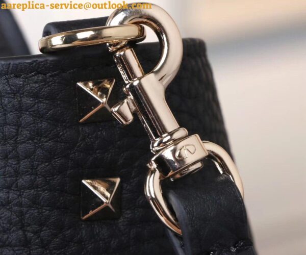 Replica Valentino Rockstud Medium Tote In Black Grained Leather 11