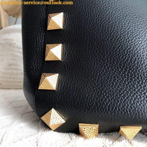 Replica Valentino Roman Stud Tote Bag In Black Grained Leather 8