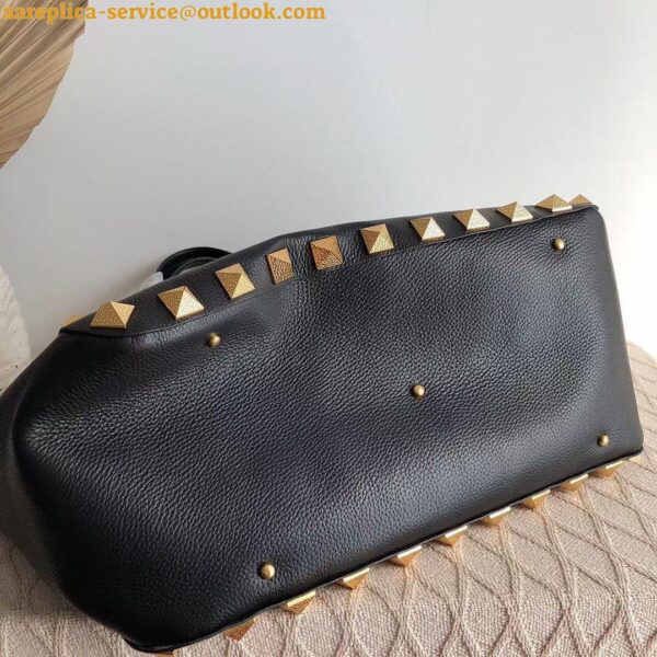 Replica Valentino Roman Stud Tote Bag In Black Grained Leather 11