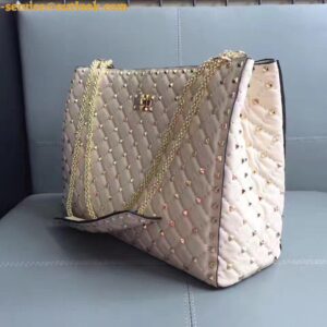 Replica Valentino White Rockstud Spike Tote Bag 2