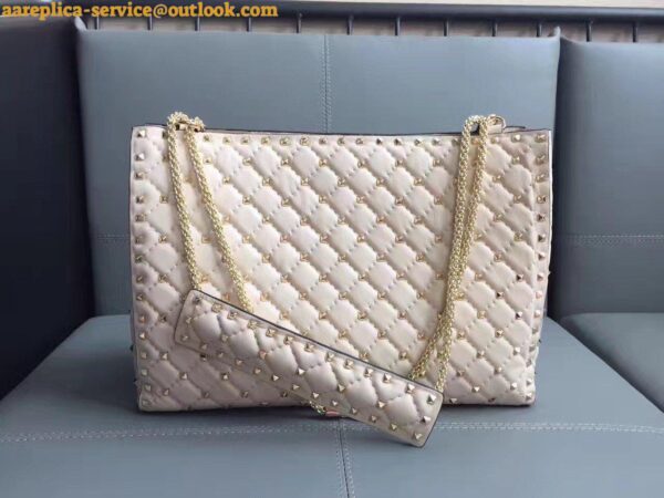 Replica Valentino White Rockstud Spike Tote Bag 5