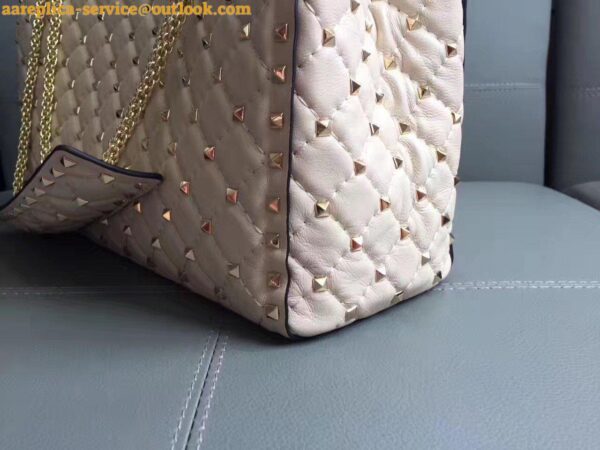 Replica Valentino White Rockstud Spike Tote Bag 9