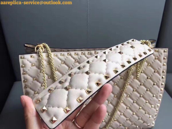 Replica Valentino White Rockstud Spike Tote Bag 10