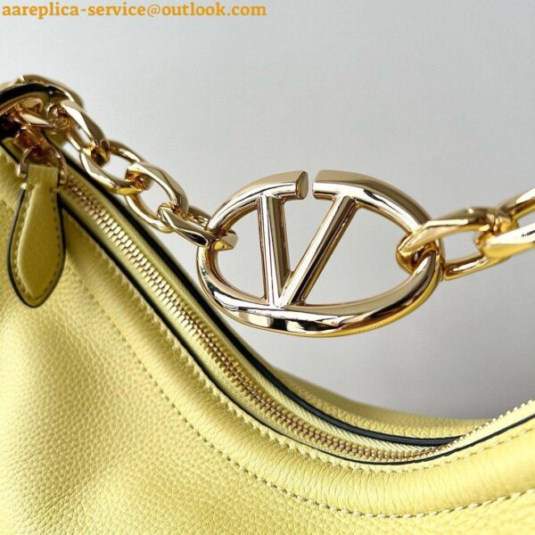 Replica Valentino VLogo Moon Small Hobo Bag with Chain in Yellow Leather 11