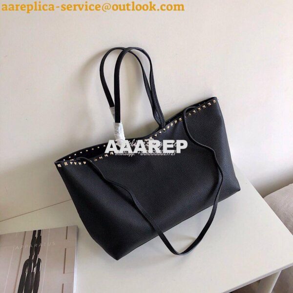 Replica Valentino Garavani Large Rockstud Tote Black 3