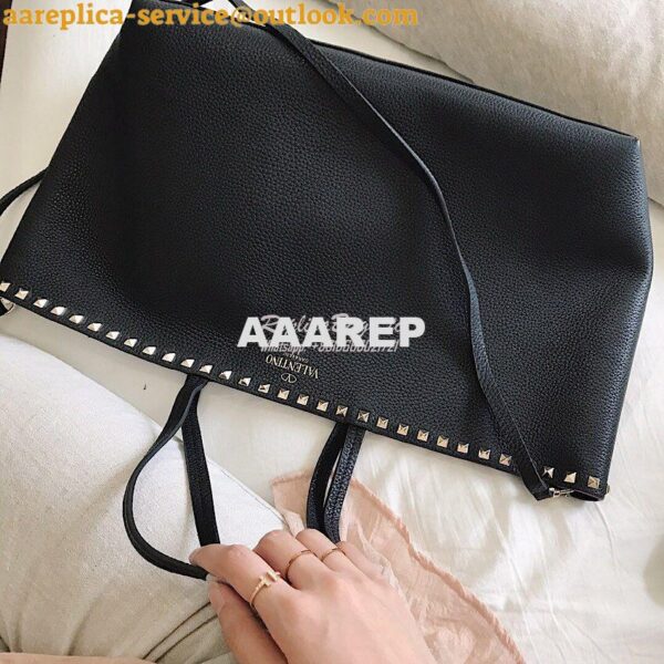 Replica Valentino Garavani Large Rockstud Tote Black 4