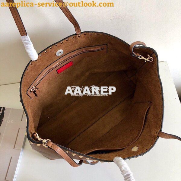 Replica Valentino Garavani Large Rockstud Tote Brown 5