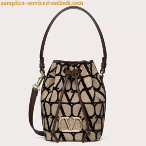 Replica Valentino VLogo Signature Mini Bucket Bag in Black Toile Iconographe 2