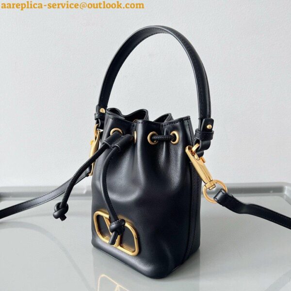 Replica Valentino VLogo Signature Mini Bucket Bag in Black Calfskin 13