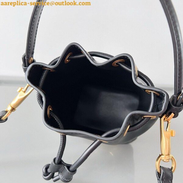 Replica Valentino VLogo Signature Mini Bucket Bag in Black Calfskin 17