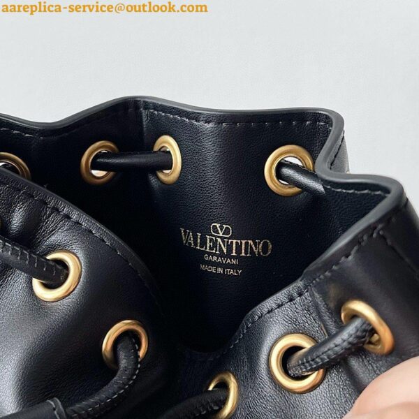 Replica Valentino VLogo Signature Mini Bucket Bag in Black Calfskin 19