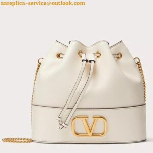 Replica Valentino VLogo Signature Mini Bucket Bag in White Calfskin 2