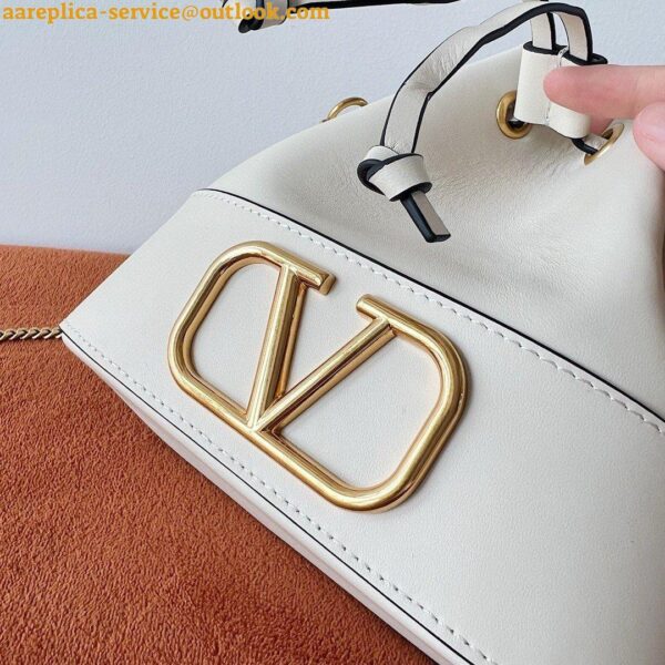 Replica Valentino VLogo Signature Mini Bucket Bag in White Calfskin 8