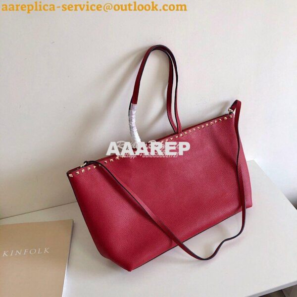 Replica Valentino Garavani Large Rockstud Tote Red 4