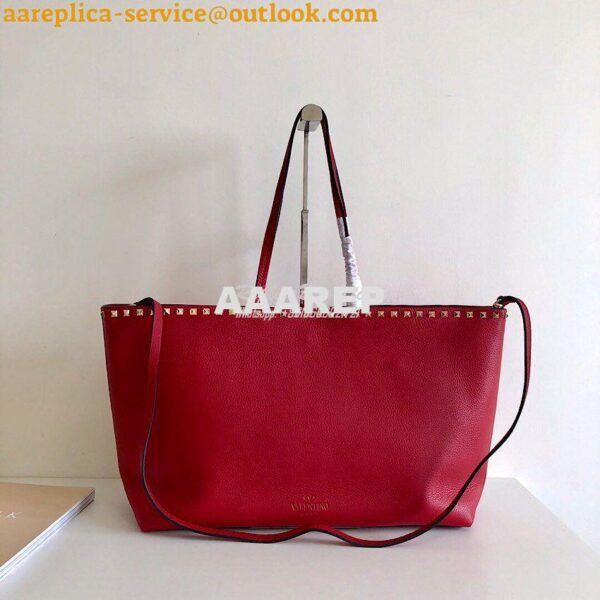 Replica Valentino Garavani Large Rockstud Tote Red 8