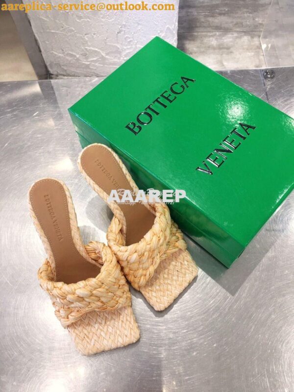 Replica Bottega Veneta BV Stretch Sandals with Intrecciato Raffia 6524 4