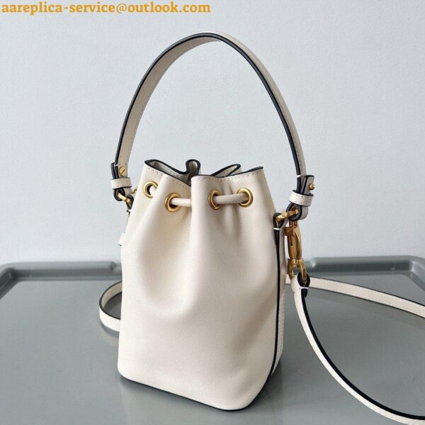 Replica Valentino VLogo Signature Mini Bucket Bag in White Calfskin 20