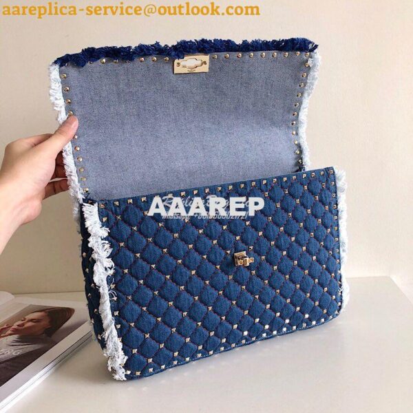 Replica Valentino Garavani Maxi Denim Rockstud Spike Bag 6