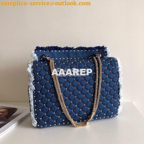 Replica Valentino Garavani Maxi Denim Rockstud Spike Bag 9