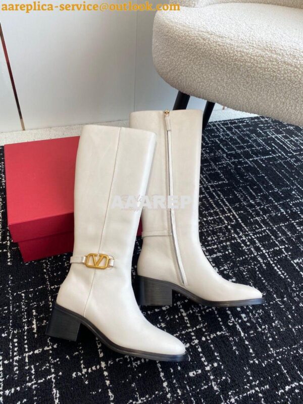 Replica Valentino Vlogo Signature Calfskin Boot 30mm 3W2S0CT2 White 6