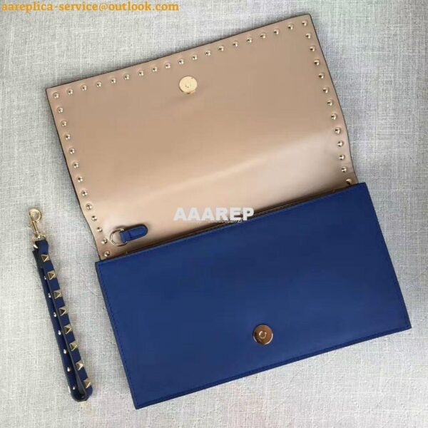 Replica Valentino Garavani Rockstud Flap Wristlet Clutch Bag Blue 9