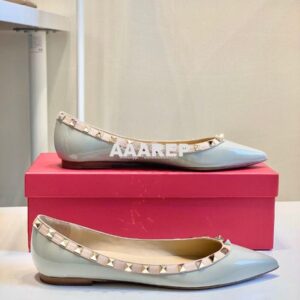 Replica Valentino Garavani Patent Rockstud Ballet Flat Baby Blue 2