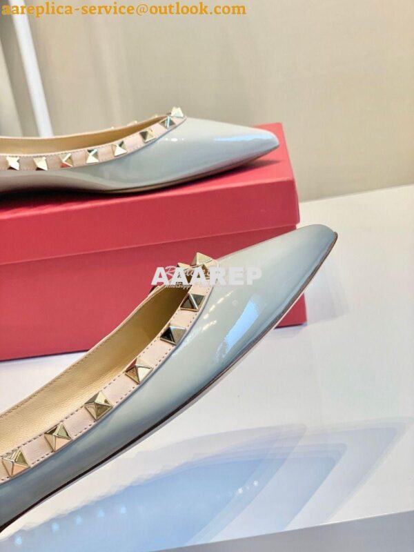 Replica Valentino Garavani Patent Rockstud Ballet Flat Baby Blue 6