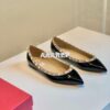 Replica Valentino Garavani Patent Rockstud Ballet Flat Green 2