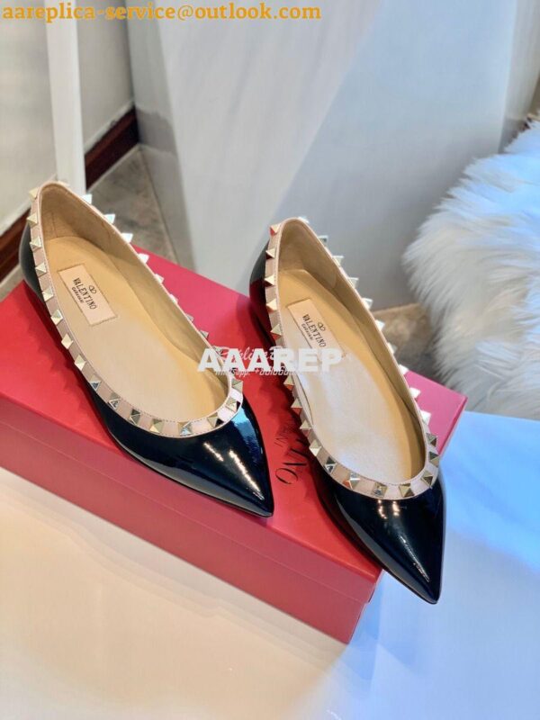 Replica Valentino Garavani Patent Rockstud Ballet Flat Black 6