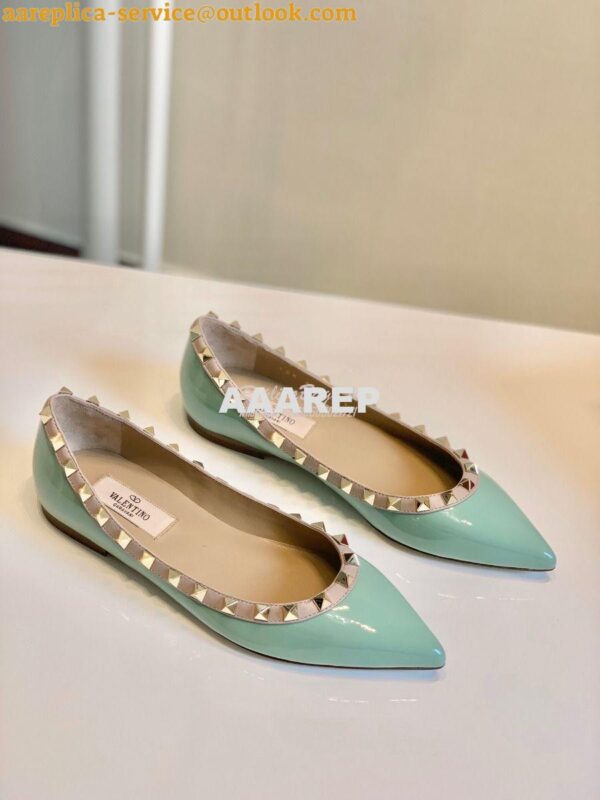 Replica Valentino Garavani Patent Rockstud Ballet Flat Green 5