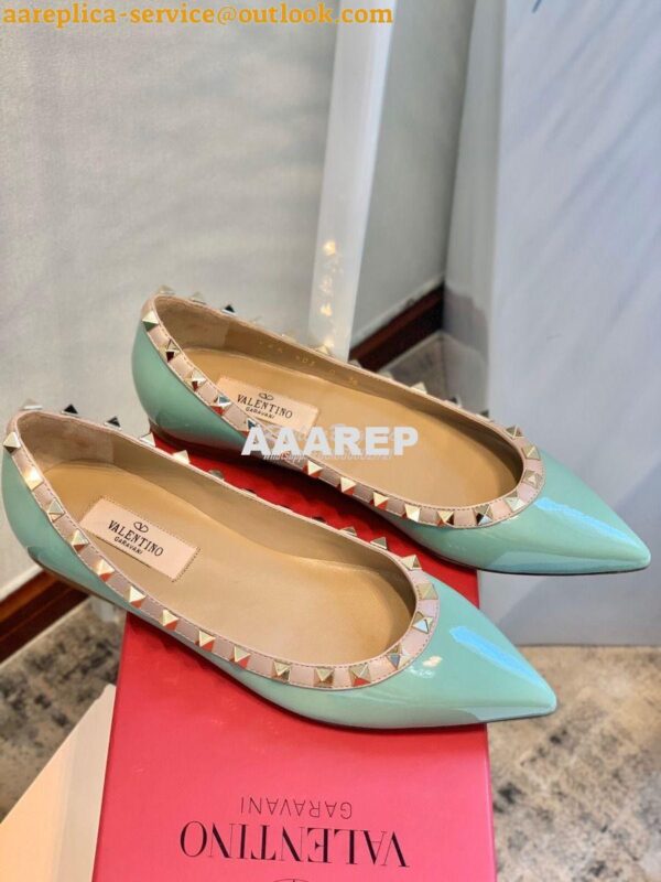 Replica Valentino Garavani Patent Rockstud Ballet Flat Green 8