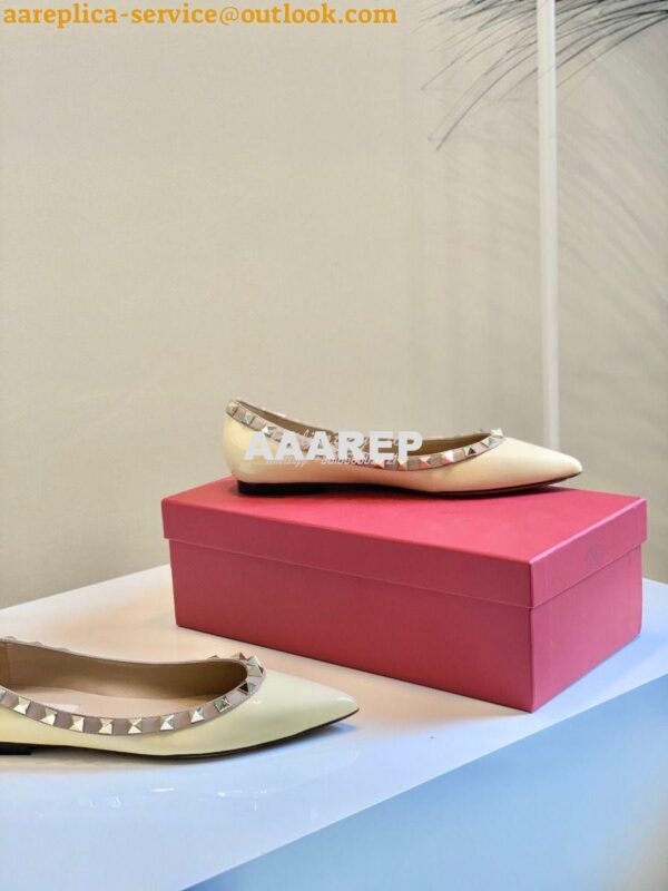 Replica Valentino Garavani Patent Rockstud Ballet Flat Ivory 5