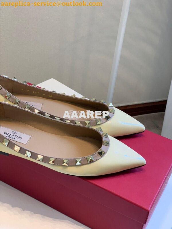 Replica Valentino Garavani Patent Rockstud Ballet Flat Ivory 6