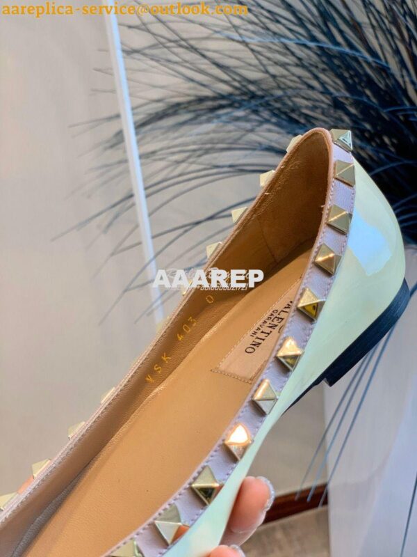 Replica Valentino Garavani Patent Rockstud Ballet Flat Ivory 10