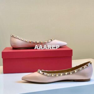 Replica Valentino Garavani Patent Rockstud Ballet Flat Pink 2